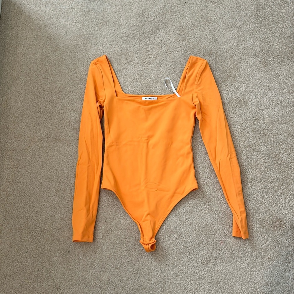 Aritzia Orange Long Sleeve Bodysuit